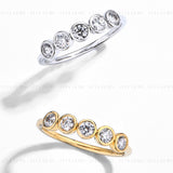 White Moissanite Round Bezel Ring