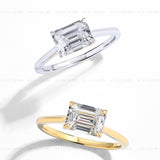 2CT East to West Emerald Solitaire Ring