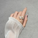 Pearls and Diamond Cluster Ring