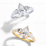 3CT Pear Moissanite Diamond Ring