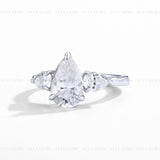 3CT Pear Moissanite Diamond Ring