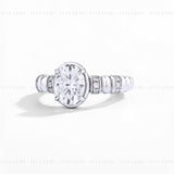 2CT Oval Ever Accented Moissanite Ring