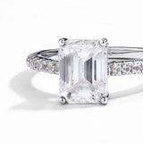 Emerald White Moissanite Solitaire Ring