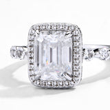 Emerald Halo Moissanite Ring