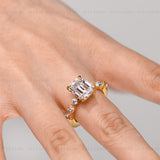 Emerald Ring with mixed Moissanite