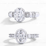 2CT Oval Bezel Engagement Ring