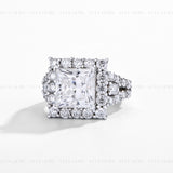 8.44CT Princess Halo Ring
