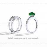 Vintage Green Emerald Charm Rings Set