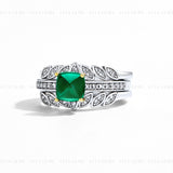 Vintage Green Emerald Charm Rings Set