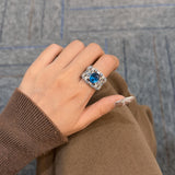 Luxury Swiss Blue Spinel Statement Ring