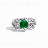 Vintage Green Emerald Charm Rings Set