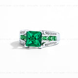 Vintage Green Emerald Charm Rings Set