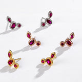 Gold Ruby Stud Earrings