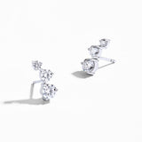 Three Stone Round Stud Earrings
