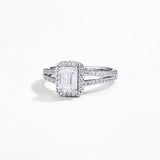 Emerald Halo Solitaire Ring