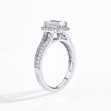 Emerald Halo Solitaire Ring