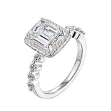 Emerald Halo Moissanite Ring