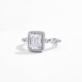 Emerald Halo Moissanite Ring
