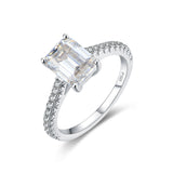 Emerald White Moissanite Solitaire Ring