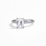 Emerald White Moissanite Solitaire Ring