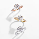 3CT Round Solitaire Pave Ring