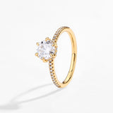 Six Prong Hidden Halo Engagement Ring
