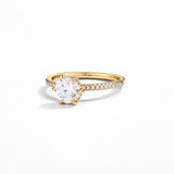 Six Prong Hidden Halo Engagement Ring