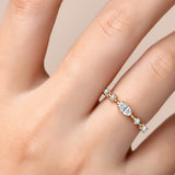 Marquise and Round Moissanite Diamond Ring