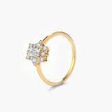 Emerald Sunburst Halo  Ring