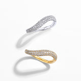 Pave Wavy Moissanite Diamond Ring