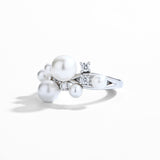 Pearls and Diamond Cluster Ring