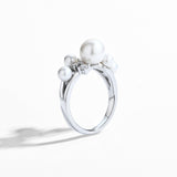 Pearls and Diamond Cluster Ring