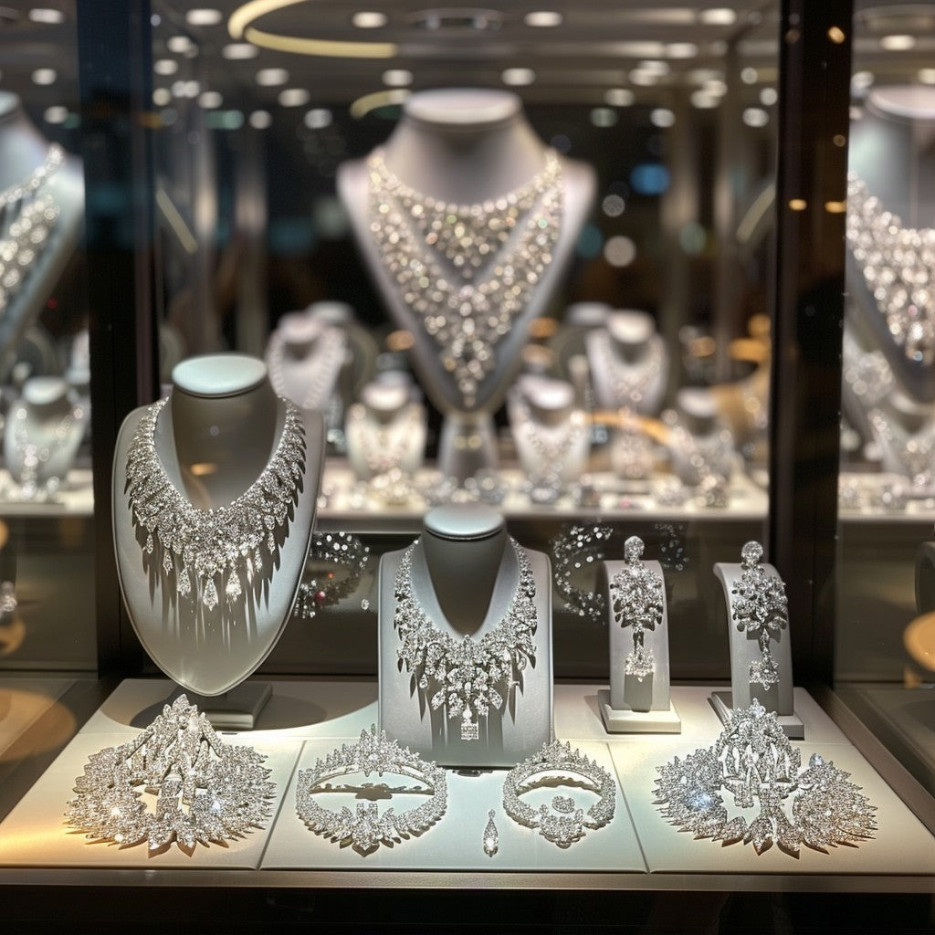 Gleaming silver jewelry pieces showcased at the Beijing event, reflecting contemporary design trends.