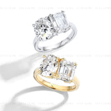 Round and Emerald Toi-et Moi Ring