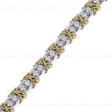 Two-tone X Cross Tennis Bracelet