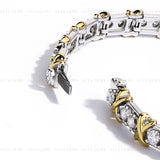 Two-tone X Cross Tennis Bracelet