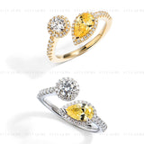 Yellow Pear Adjustable Ring