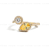 Yellow Pear Adjustable Ring