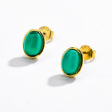 Hydrothermal Emerald Oval Shape Earrings