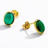 Hydrothermal Emerald Oval Shape Earrings