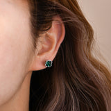 Emerald Square Shape Stud Earrings