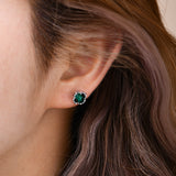 Emerald Square Shape Stud Earrings