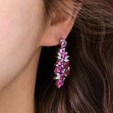 Red Sapphire With Synthetic Cubic Zircon Earrings