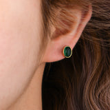 Hydrothermal Emerald Oval Shape Earrings