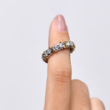 #R160#162 Sliver 925 Round and Baguette X Hollow Ring Moissanite Ring