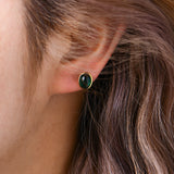 Hydrothermal Emerald Oval Shape Earrings