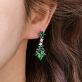 Emerald With Zirconia Princess Cut Earrings