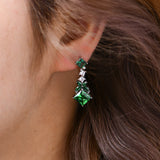 Emerald With Zirconia Princess Cut Earrings