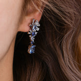 Radiant Cut Spinel Diamond Drop Earrings