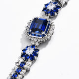 Brilliant Asscher Cut Bule Sapphire Bracelet